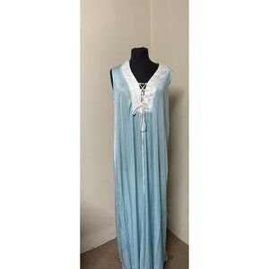 Vintage Linda Lingerie Nightgown Blue And White Size M